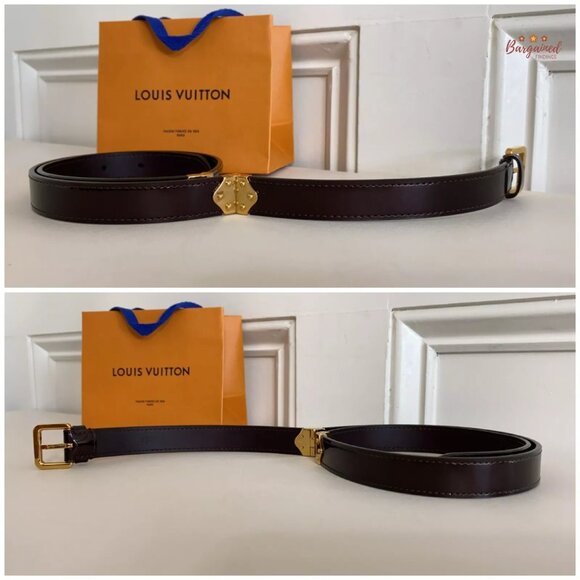 Authentic Louis Vuitton Amaranto Monogram Vernis Leather Gold Buckle Belt 75/30 - Picture 11 of 12